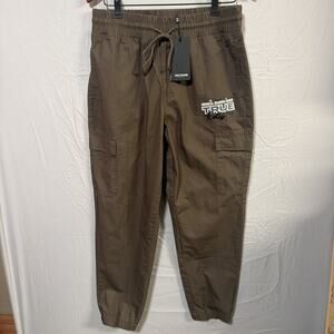 True Religion Ripstop Cargo Jogger Pants Major Brown Logo Mens M NWT